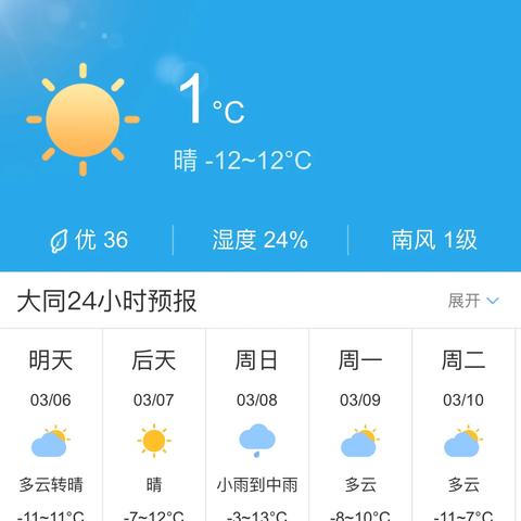 大同天气预报（大同天气预报未来7天）